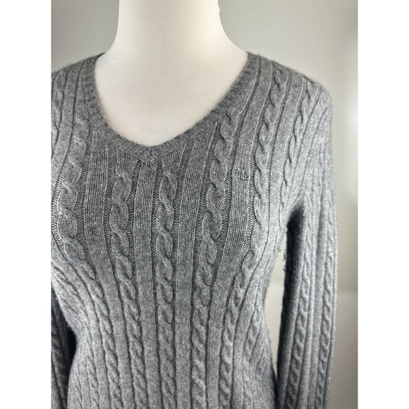 Vtg Lauren Ralph Lauren Cashmere V-Neck Pullover Sweater Gray Women's Medium - Picture 8 of 14